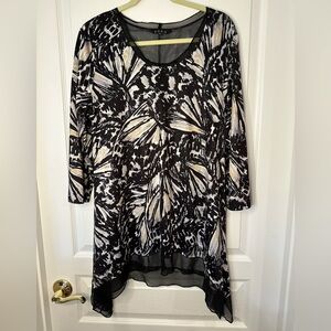 Monochrome Abstract Tunic Top XL EUC